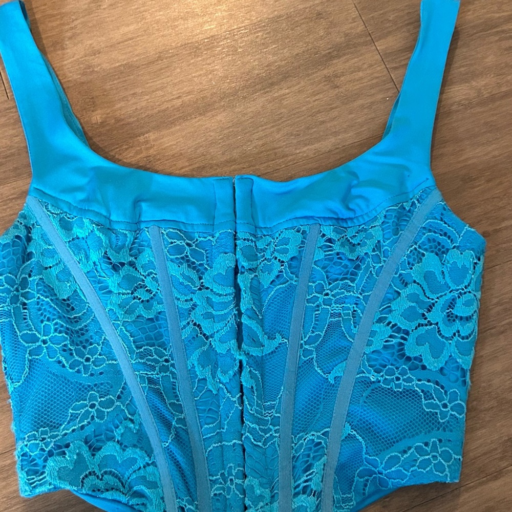 Blue Lace Crop Top